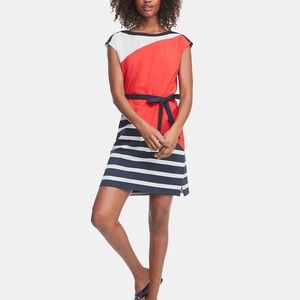 Tommy Hilfiger Red and Navy Striped Midi Dress